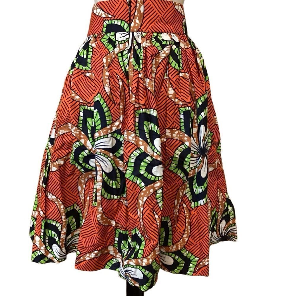 Handmade African Print Full Skirt pockets M - Picture 4 of 6